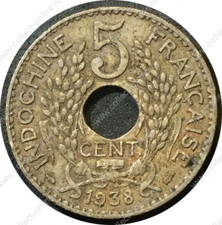 Французский Индокитай 1938 г. • KM# 18.1a • 5 центов • регулярный выпуск • VF