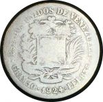 Венесуэла 1924 г. • KM# 23 • 2 боливара • Симон Боливар • регулярный выпуск (серебро) • VG