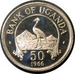 Уганда 1966 г. • KM# 4 • 50 центов • цапли • регулярный выпуск • MS BU пруф!