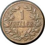 Германская Восточная Африка 1905 г. J • KM# 7 • 1 геллер • корона • регулярный выпуск • XF-AU ( кат. - $15 )