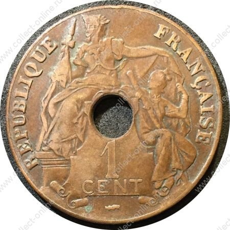 Французский Индокитай 1922 г. • KM# 12.1 (Пуасси) • 1 цент • регулярный выпуск • XF+