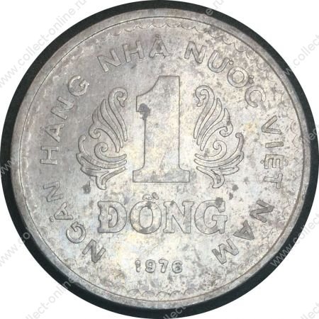 Вьетнам 1976 г. • KM# 14 • 1 донг • государственный герб • регулярный выпуск • BU- ( кат.- $35 )