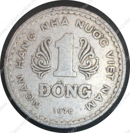 Вьетнам 1976 г. • KM# 14 • 1 донг • государственный герб • регулярный выпуск • VF ( кат.- $8,00 )