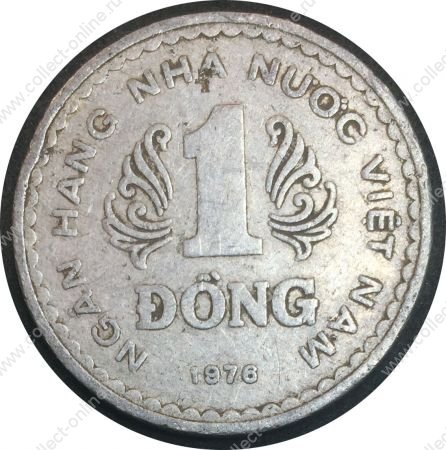 Вьетнам 1976 г. • KM# 14 • 1 донг • государственный герб • регулярный выпуск • VF- ( кат.- $8,00 )