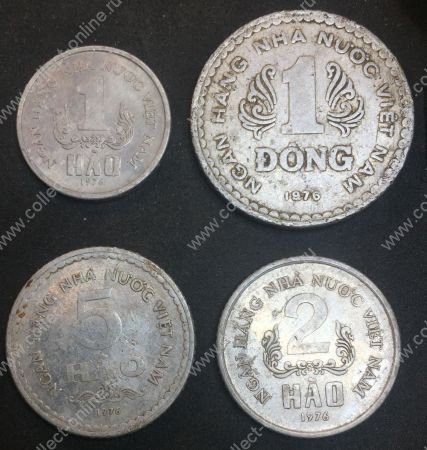 Вьетнам 1976 г. • KM# 11-14 • 1,2,5 хао и 1 донг • государственный герб • регулярный выпуск • VF - AU ( кат.- $20 )