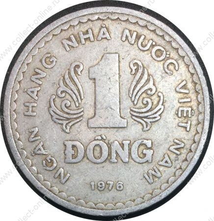 Вьетнам 1976 г. • KM# 14 • 1 донг • государственный герб • регулярный выпуск • VF ( кат.- $8,00 )