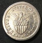 Филиппины 1917 г. S • KM# 169 • 10 сентаво • американский орел на щите • серебро • регулярный выпуск • XF-