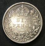 Великобритания 1889 г. • KM# 760 • 6 пенсов • Королева Виктория(юбилейный портрет) • регулярный выпуск • XF