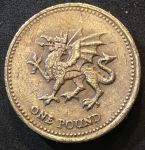 Великобритания 2000 г. • KM# 1005 • 1 фунт • Уэльский дракон • регулярный выпуск • XF+