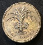 Великобритания 1985 г. • KM# 941 • 1 фунт • лук-порей в короне(символ Уэльса) • регулярный выпуск • XF+