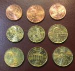 Евро 2009-2016 гг. • 2,5,10 и 20 центов • лот 9 монет разных стран • MS BU