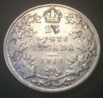 Канада 1915 г. • KM# 24 • 25 центов • Георг V • серебро (самый редкий год!) • VG+