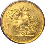 Великобритания 1821 г. • KM# 682 • соверен • Георг IV • св. Георгий • золото 917 - 7.98 гр. • регулярный выпуск • AU-50 слаб PCGS ( кат. - $3000 )