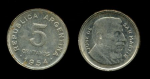 Аргентина 1954-1956 гг. • KM# 50 • 5 сентавос • Хосе де Сан Мартин  • MS BU