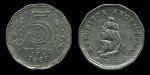 Аргентина 1961-8 гг. KM# 59 • 5 песо. Фрегат «Президент Сармьенто» • XF - AU