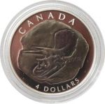 Канада 2008 г. • KM# 797 • 4 доллара • динозавры • тритератопс • памятный выпуск • MS BU пруф