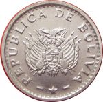 Боливия 1987 г. • KM# 200 • 2 сентесима • государственный герб • регулярный выпуск • год - тип • BU