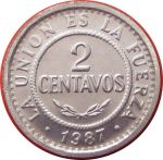 Боливия 1987 г. • KM# 200 • 2 сентесима • государственный герб • регулярный выпуск • год - тип • BU