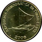 Восточный Тимор 2006 г. • KM# 4 • 25 сентаво • парусная лодка • регулярный выпуск • BU