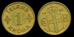 Исландия 1925 г. • KM# 3.1(3.2) • 1 крона • государственный герб • регулярный выпуск(первый год) • +/- VF ( кат. - $7 )