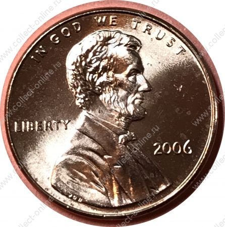 США 2006 г. • KM# 201b • 1 цент • Авраам Линкольн • мемориал • регулярный выпуск • MS BU