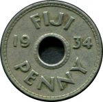 Фиджи 1934 г. • KM# 2 • 1 пенни • регулярный выпуск • XF