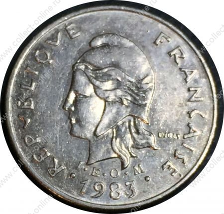 Французская Полинезия 1983 г. • KM# 8 • 10 франков • мадам "Республика" • регулярный выпуск • BU