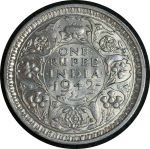 Британская Индия 1942 г. (Бомбей) • KM# 557.1 • 1 рупия • Георг VI • серебро • регулярный выпуск • MS BU