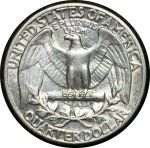 США 1942 г. • KM# 164 • квотер (25 центов) • Джордж Вашингтон • серебро • регулярный выпуск • XF-