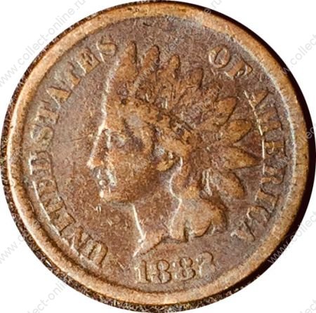 США 1882 г. • KM# 90a • 1 цент • "Индеец" • регулярный выпуск • F-VF
