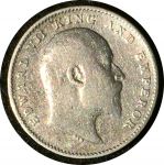 Британская Индия 1910 г. • KM# 505 • 2 анны • Эдуард VII • серебро • регулярный выпуск • XF-