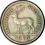 Маврикий 1975 г. • KM# 37.1 • ½ рупии • Елизавета II • олень • регулярный выпуск • XF