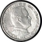 Монако 1960 г. KM# 140 • 1 франк • Ренье III • герб княжества • регулярный выпуск(первый год) • VF