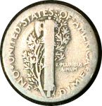 США 1926 г. • KM# 140 • дайм(10 центов) • "голова Меркурия" (серебро) • регулярный выпуск • F