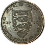 Джерси 1909 г. • KM# 9 • 1/24 шиллинга • Георг V • AU+ ( кат. - $30+ )