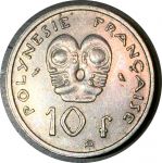 Французская Полинезия 1967 г. • KM# 5 • 10 франков • год - тип • тотемы • регулярный выпуск • BU