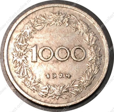 Австрия 1924 г. • KM# 2834 • 1000 крон • женщина из Тироля • регулярный выпуск • XF