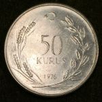 Турция 1976 г. KM# 899 • 50 курушей • девушка в традиционном анатолийском головном уборе • регулярный выпуск • BU