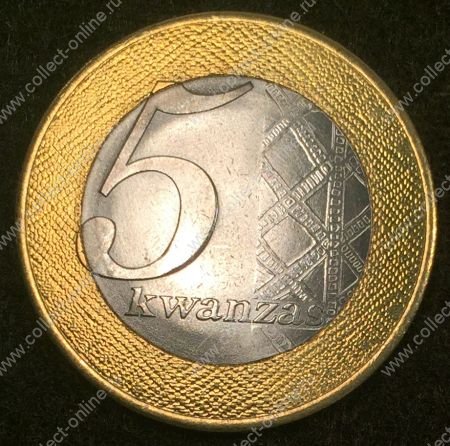 Ангола 2012 г. • KM# 109 • 5 кванз • государственный герб • регулярный выпуск • биметалл • MS BU