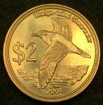 Кокосовые(Килинг) острова 2004 г. • 2 доллара • морская птица • пальма • регулярный выпуск • BU