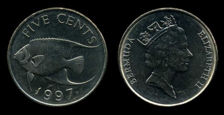 Бермуда 1997г. KM# 45 / 5 центов / рыба / MS BU / фауна