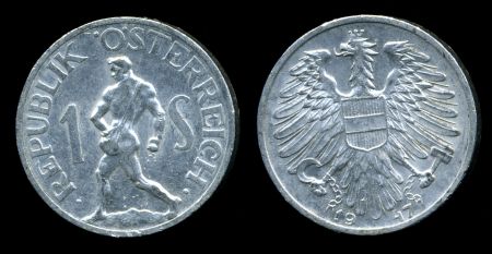 Австрия 1947 г. • KM# 2871 • 1 шиллинг • регулярный выпуск • BU- ( кат.- $6 )