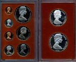 Кука о-ва 1974 г. • KM# 1-7,9-10 • 1 цент - 7.5 долларов • большой годовой набор 9 монет • Елизавета II • регулярный выпуск • MS BU пруф (box)