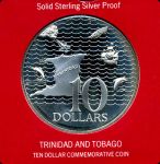 Тринидад и Тобаго 1976 г. KM# 16 • 10 долларов • государственный герб • карта острова • серебро 925 - 35 гр. • регулярный выпуск • MS BU пруф!!