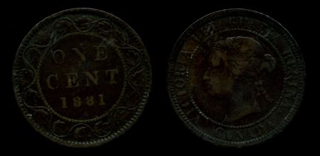 Канада 1881 г. H • KM# 7 • 1 цент • Виктория • регулярный выпуск • XF