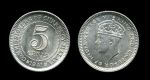 Малайя 1941 г. I • KM# 3 • 5 центов • Георг VI • серебро • регулярный выпуск • MS BU