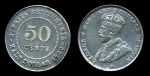Стрейтс-Сетлментс 1920 г. • KM# 35.1 • 50 центов • Георг V • серебро • регулярный выпуск • XF-AU ( кат. - $25 )