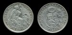 Перу 1922 г. • KM# 216 • ½ соля • государственный герб • серебро • регулярный выпуск • VF
