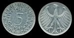 Германия • ФРГ 1957 г. G (Карлсруэ) • KM# 112.1 • 5 марок • серебро • регулярный выпуск • XF+ ( кат. - $75 ) 