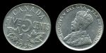 Канада 1936 г. • KM# 29 • 5 центов • Георг V • кленовые листья • регулярный выпуск(последний год) • AU+ ( кат. - $30+ )